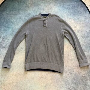 Eddie Bauer Gray Crewneck Henley Sweater